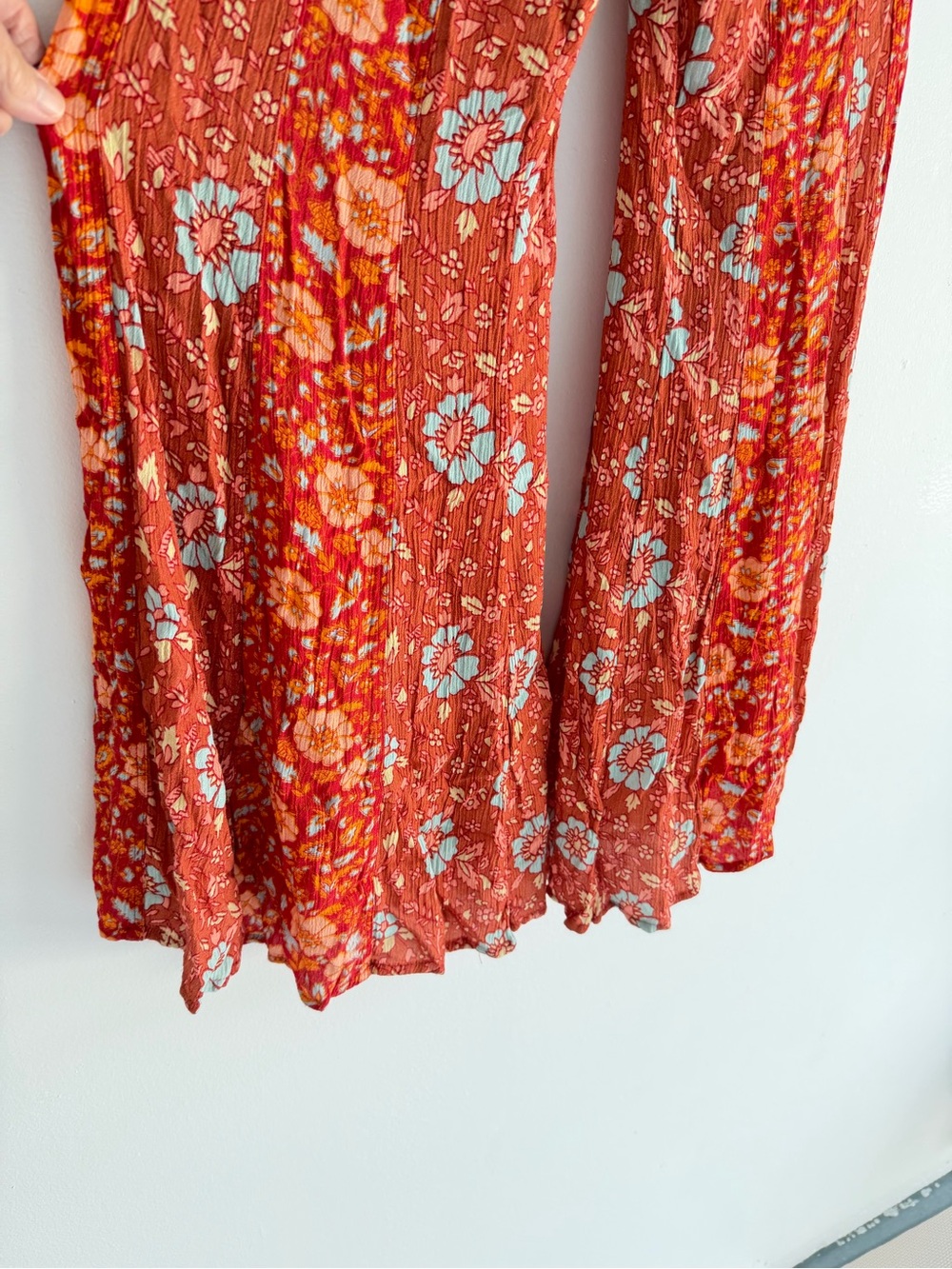 Free People Orange Rust Bali Sultry Boho Flare Pants Size XS 57015 - Picture 6 of 12